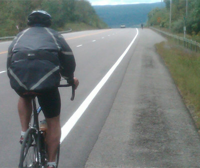 TSN anchor Dan O'Toole rides along the hilly roads of New York State.