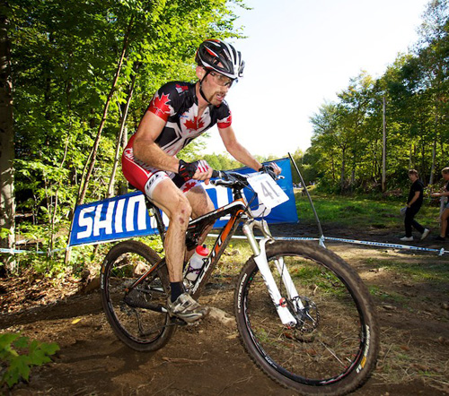 Derek Zanstra rides in the Elite Men's cross country event - Photo by Eric Batty