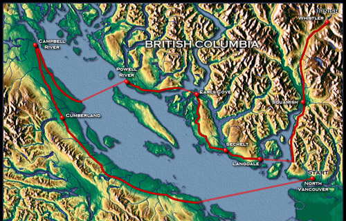 The route of the 2011 BC Bike Race
