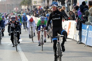 Guillaume Boivin finishing 2nd in stage 2 of the Tour of the Mediterranean. Photo Co
