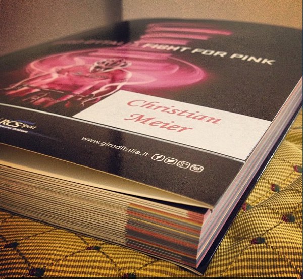 Christian Meier's Giro d'Italia race book. Photo: Christian Meier