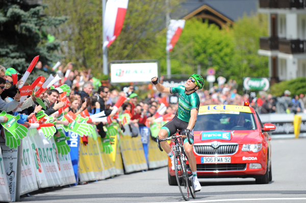 David Veilleux of Cap-Rouge, Que., wins the first stage of the Critérium du Dauphiné in Champéry, Switzerland.