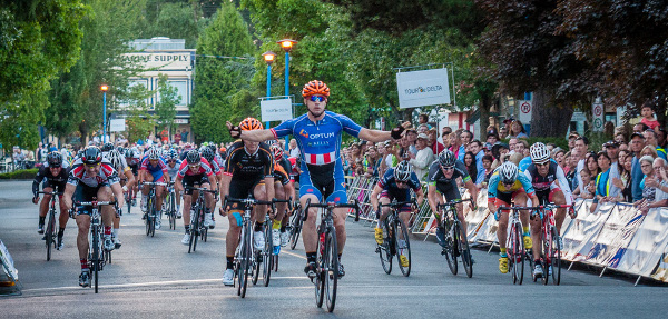 Ken Hanson of Team Optum presented by Kelly Benefit Strategies wins the Tour de Delta's Brenco Crit in Ladner, BC