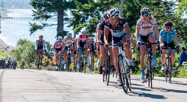 Jasmine Glaesser of Team Tibco leads the women's group during the Tour de White Rock's Peace Arch News Road Race. Photo credit: Scott Robarts