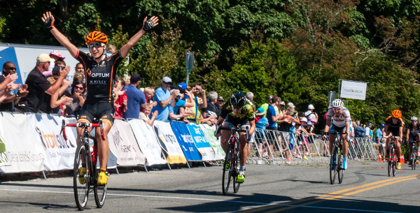 Canadian Leah Kirchman triumphs over Elle Anderson in the White Spot Delta Road Race. Photo Credit: Scott Robarts