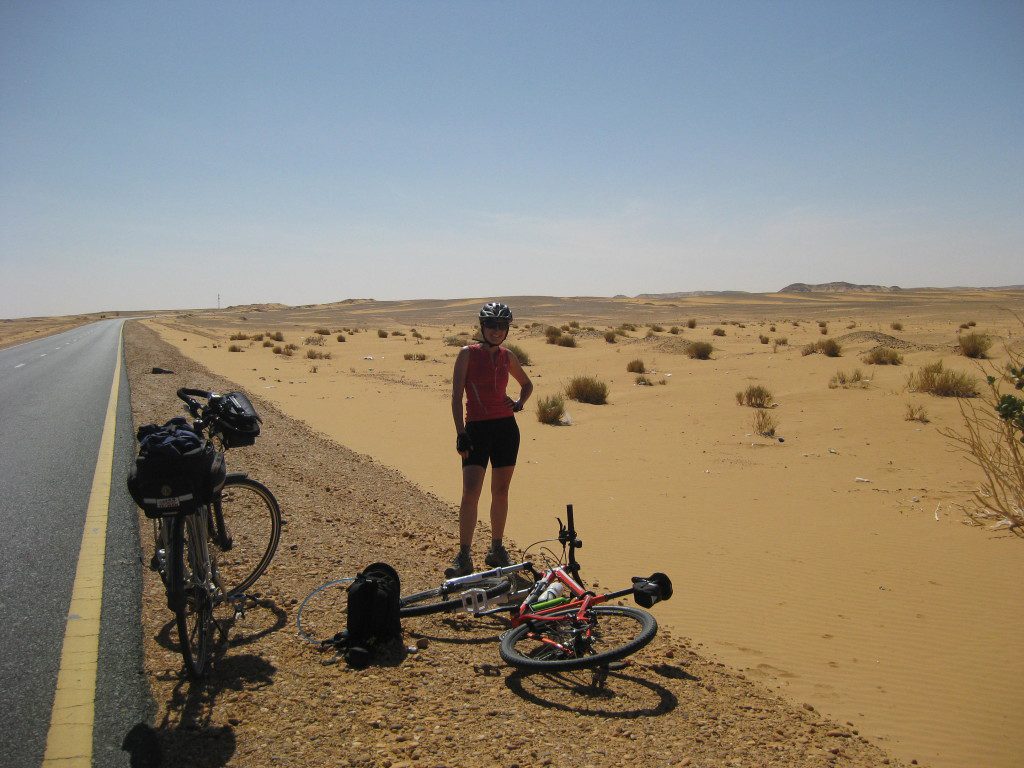 Lisa Kingsley-Correia cycling in Sudan