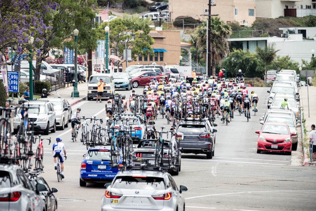 The race caravan at the 2016 Amgen Tour of California. Photo credit: Oran Kelly