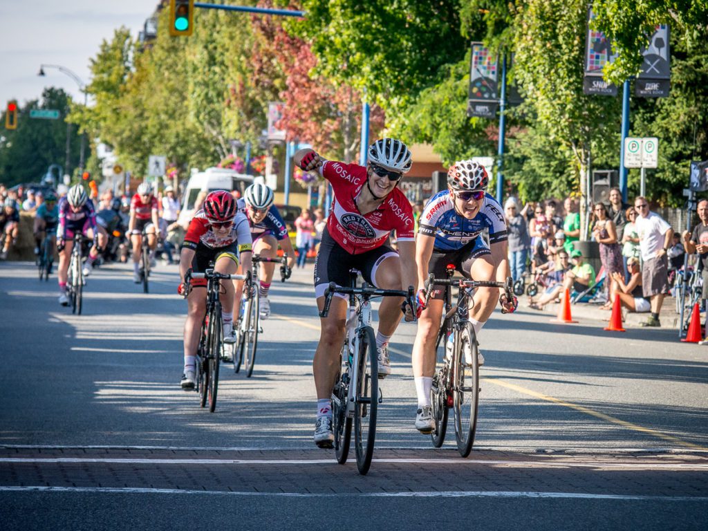 Sara Bergen just edges in front of Alison Jackson for the win at BC Superweek
