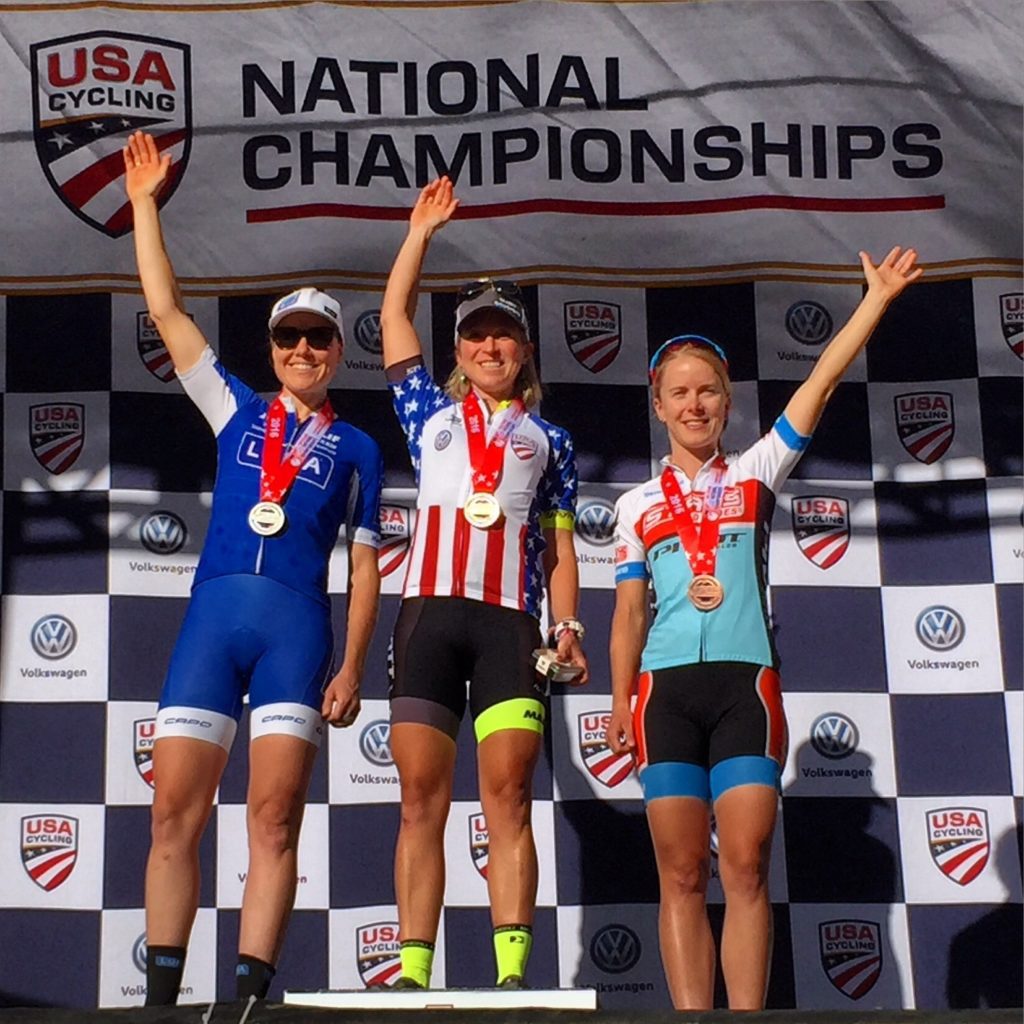 Erin Huck on the top step of the podium at the US national XC championships