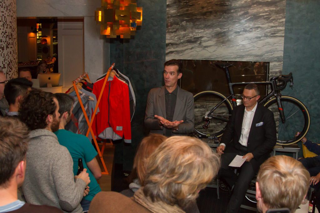 David Millar speaks at the Chpt. III collection Vancouver launch. Photo: Stuart Kernaghan
