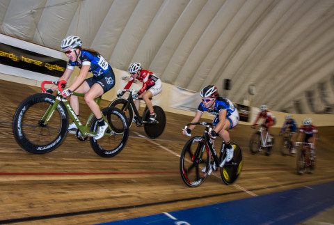 Olivia Baril and teammate Catherine Ouellette 2014 Canadian junior and under-17 track cycling championships