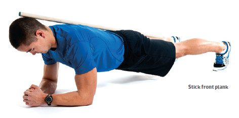 Stick front plank