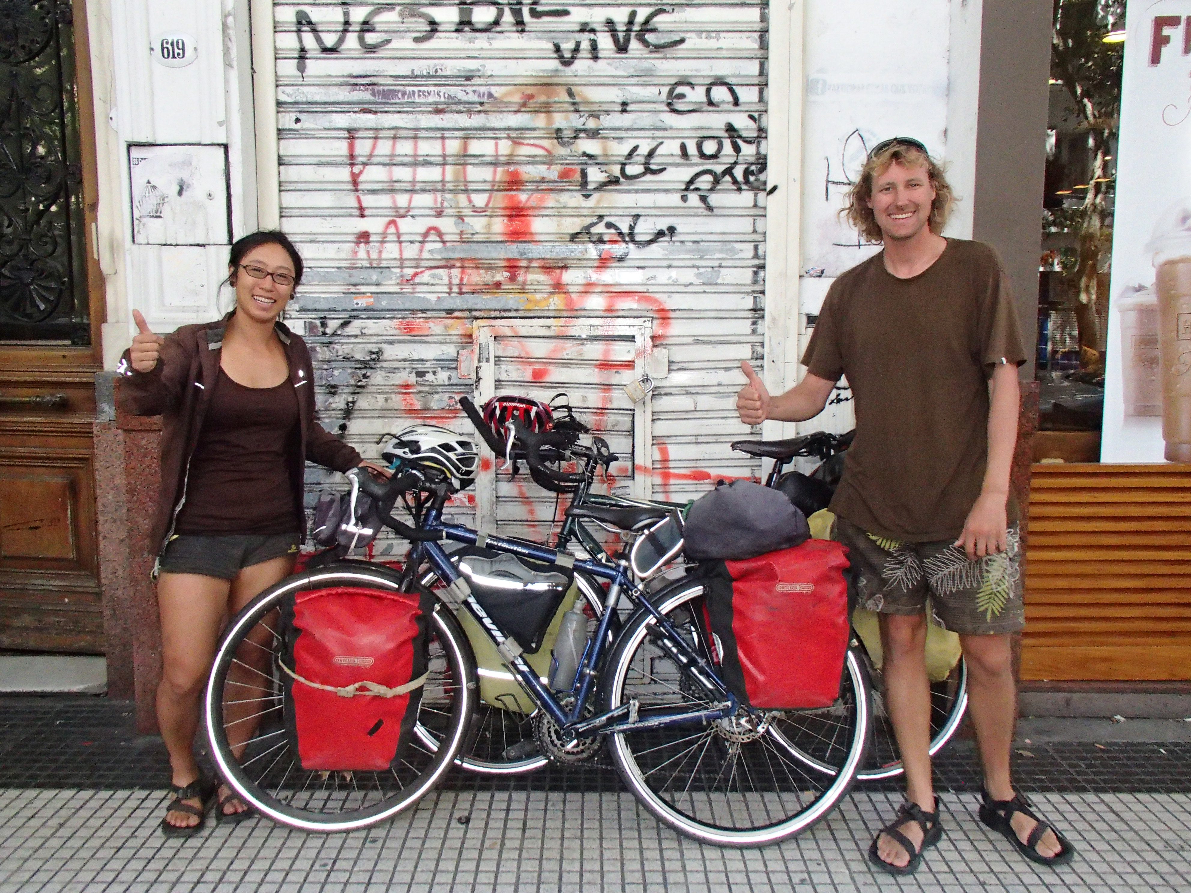 Maggie Woo (left) and Bryan Kinshella in Buenos Aires.