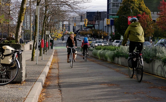 By Paul Krueger (Flickr: Dunsmuir Separated Bike Lanes 103) [CC BY 2.0 (http://creativecommons.org/licenses/by/2.0)], via Wikimedia Commons