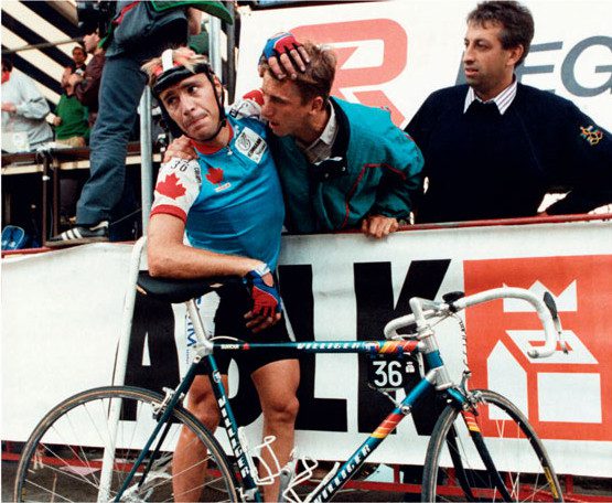 Greg LeMond consoles Steve Bauer