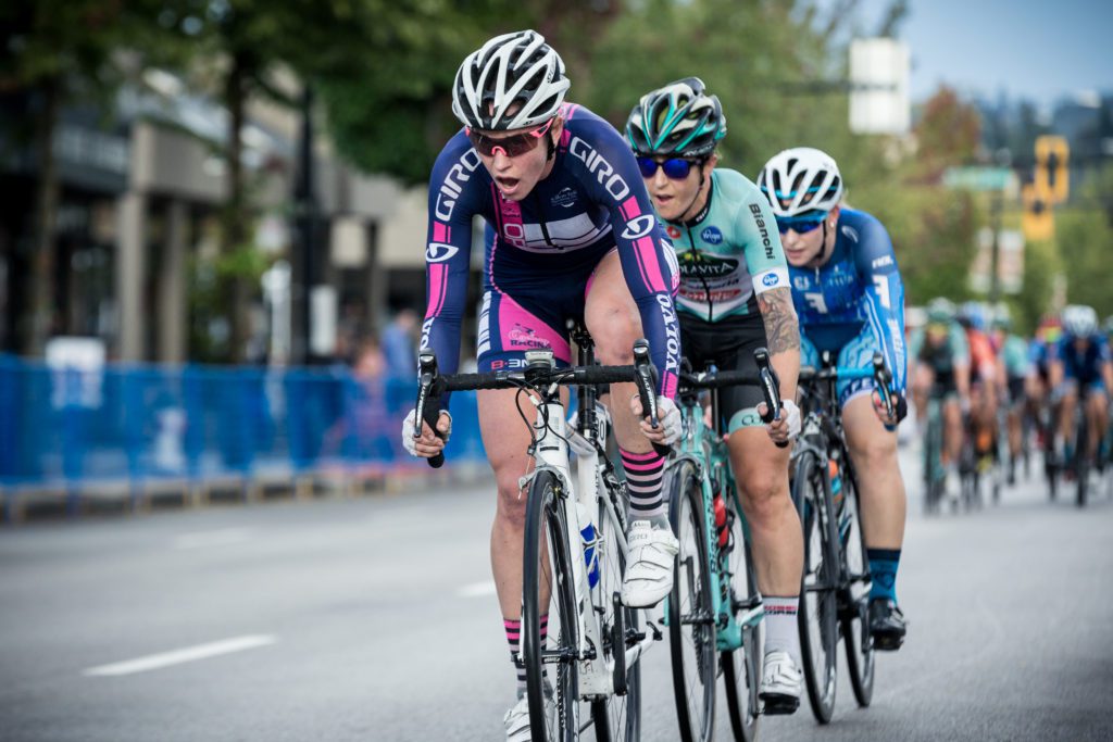 Watters at the head of the race at the 2016 Giro di Burnaby. Photo courtesy of Oran Kelly