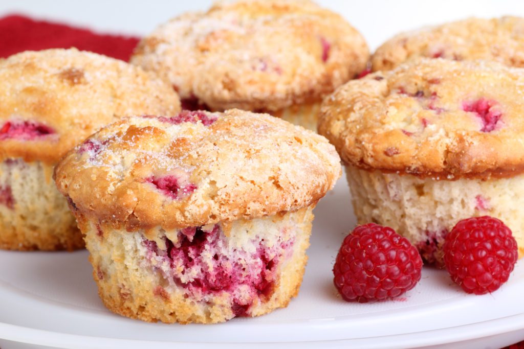 Raspberry Muffins and Fruit