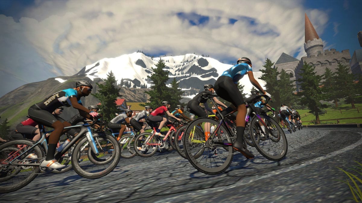 cyclists riding in Zwift