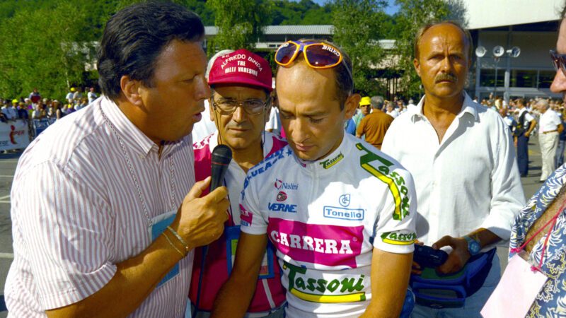 The late Marco Pantani doing an interview