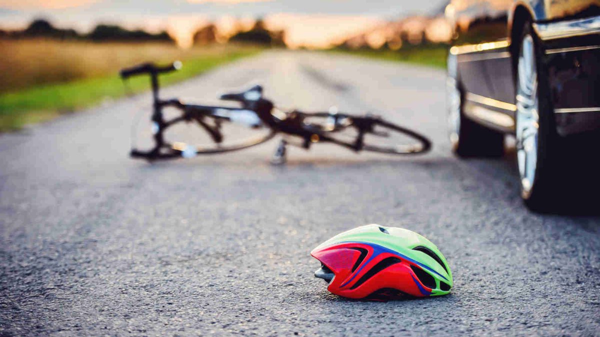Stock photo of cyclist hit