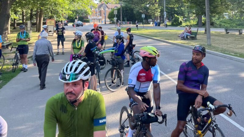 Cyclists converge in High Park to protest