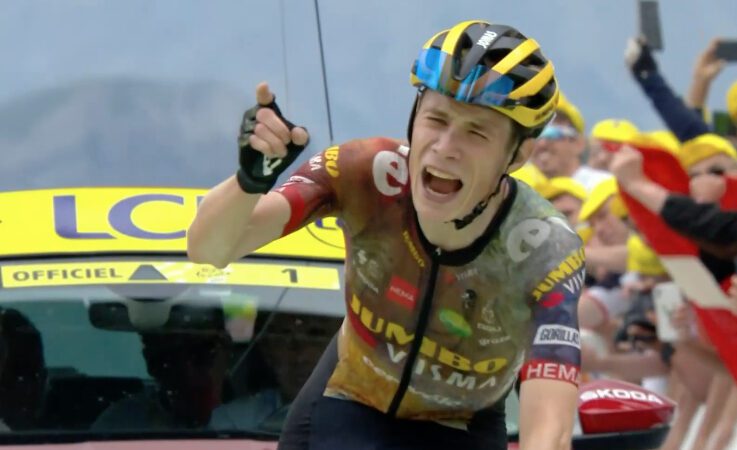 Jonas Vingegaard wins the stage and takes yellow