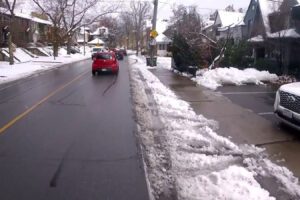 Snow-covered bike lanes in Toronto