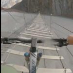 This rider crossed a wildly sketchy ladder bridge in Pakistan