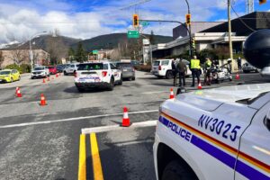 North Vancouver intersection as police attend to cyclist killed by dump truck