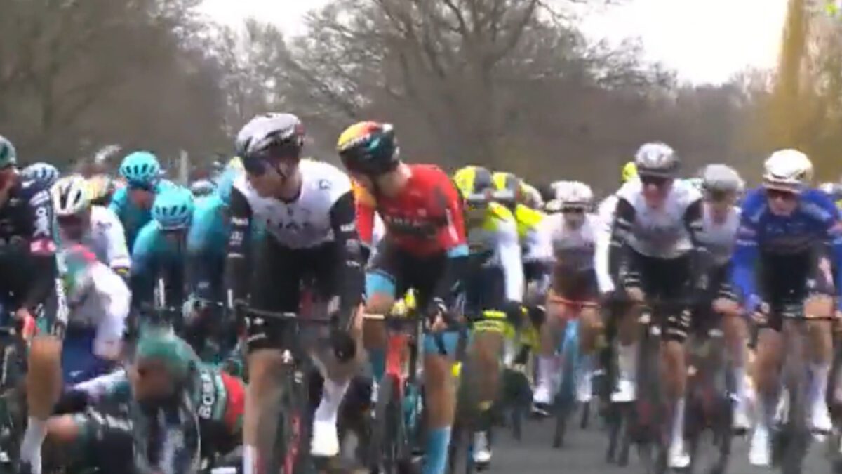 This Bahrain-Victorious rider just got DQ'ed at Flanders for causing a brutal crash