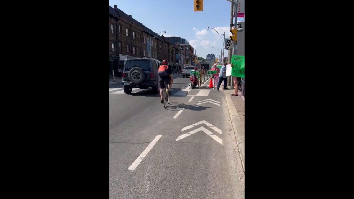 Protesters blocking bike lanes