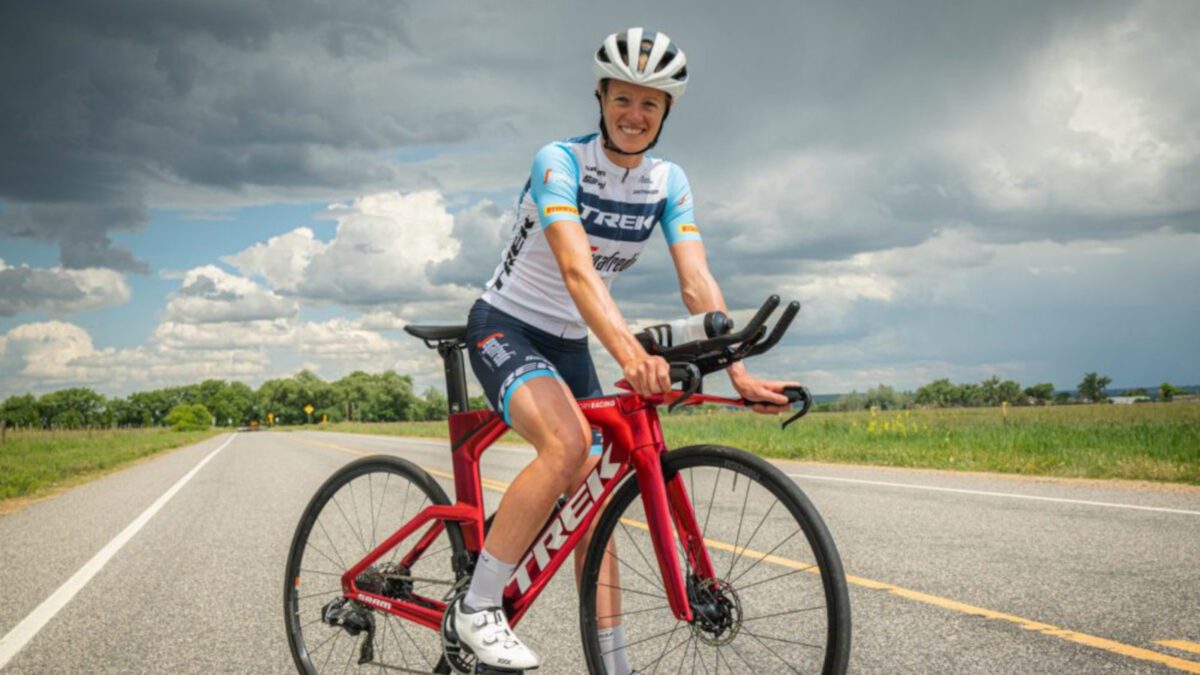 Taylor Knibb on a Trek bike
