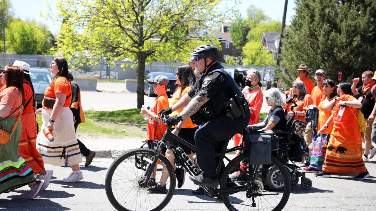 A police officer on a bike