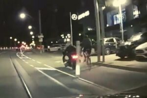 A motorcyclist hits a Toronto cyclist in the bike lane