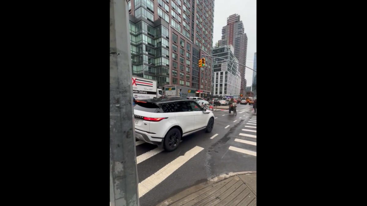 New York city motorist in a bike lane