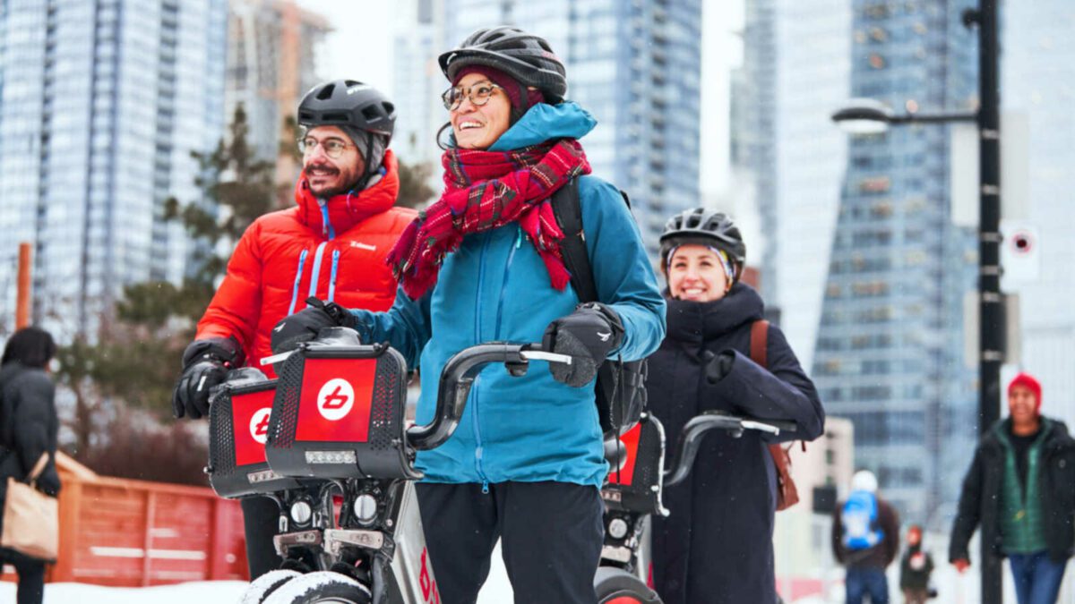 Bixi bikes in Montreal in the winter