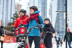 Bixi bikes in Montreal in the winter