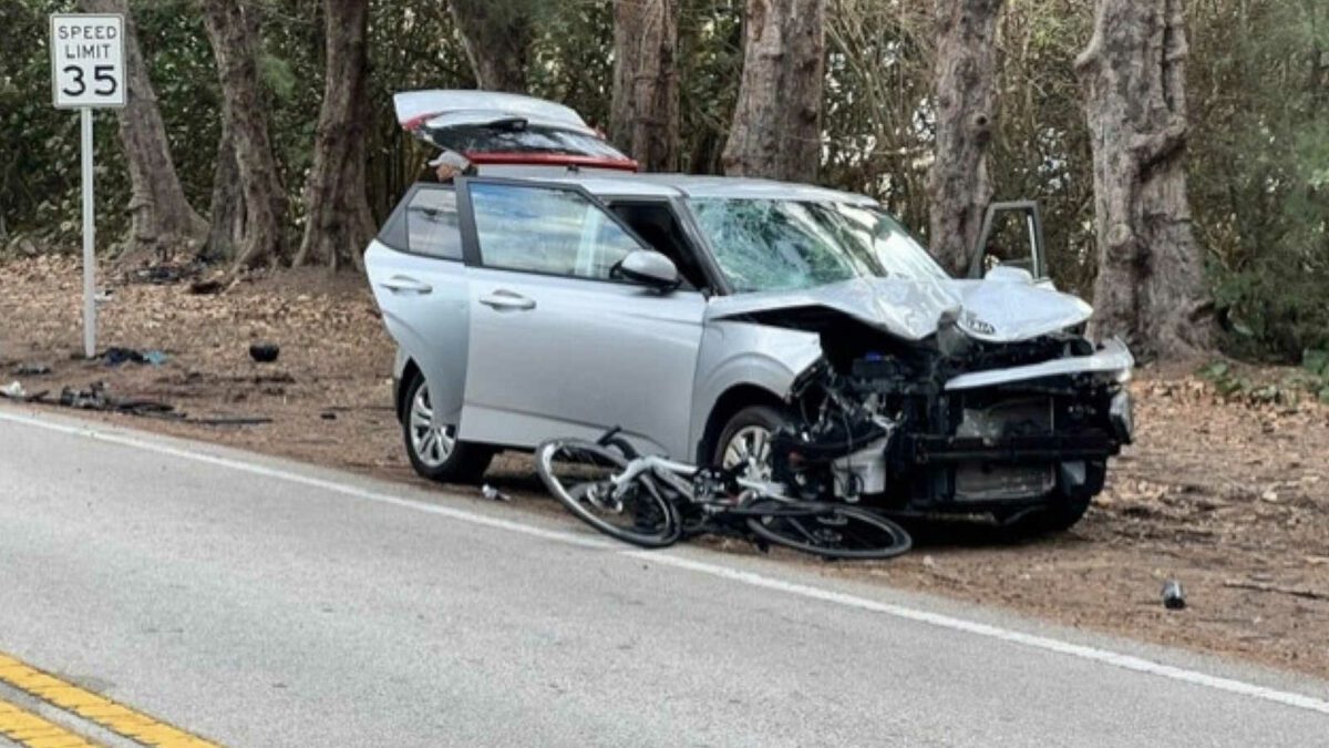A car that hit cyclists in Florida